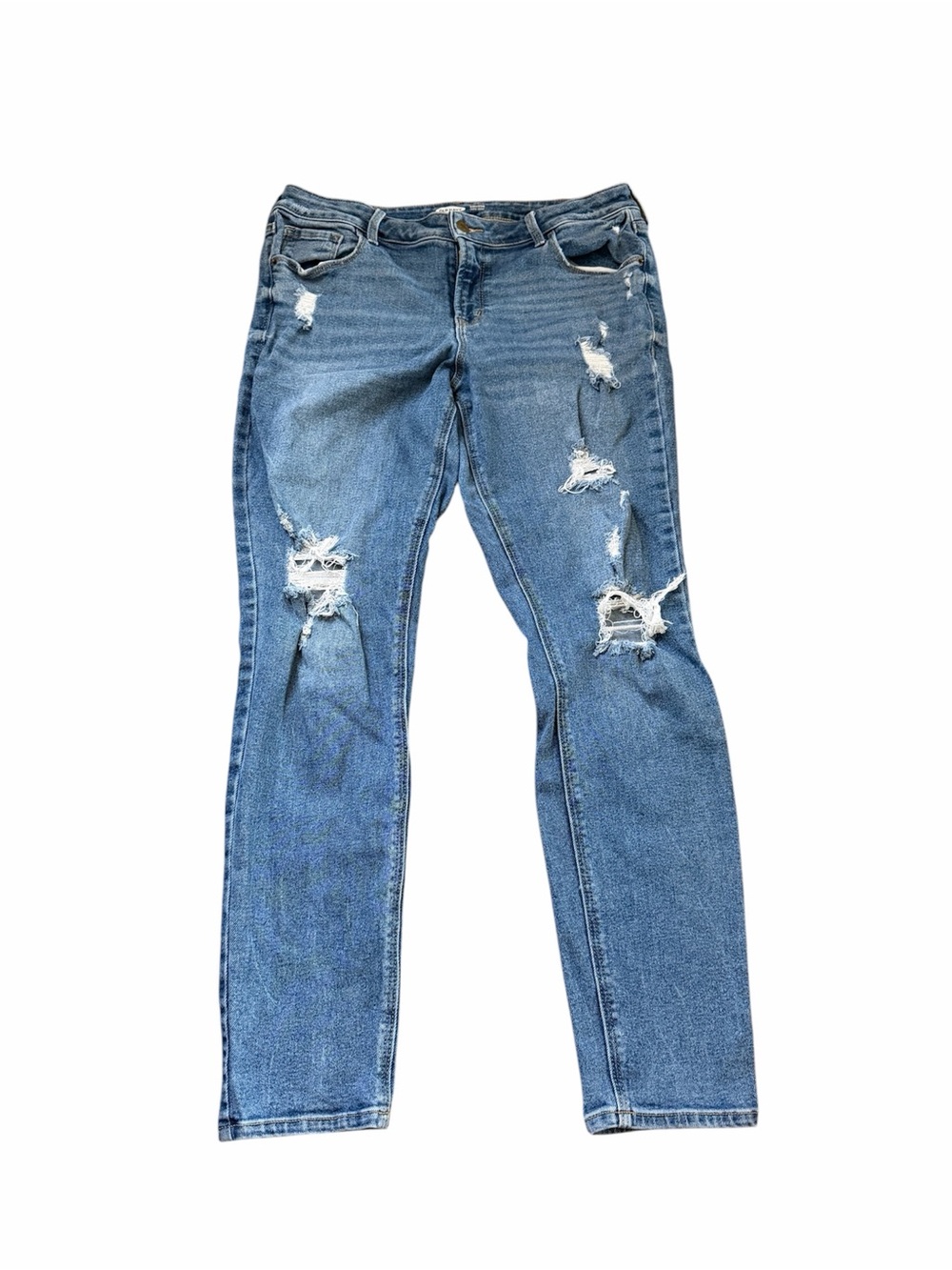 Old Navy Women's Rockstar Super Skinny Light Blue Ripped Jeans 12